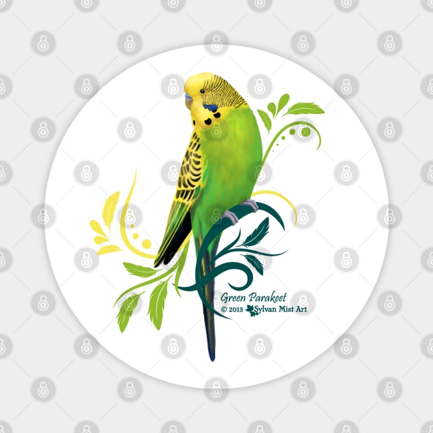 Green Parakeet Magnet by Sylvanmistart